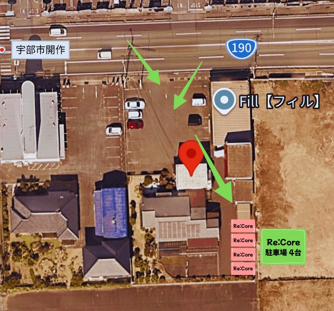 Re:Core の所在地と専用駐車場(4台)のご案内マップ